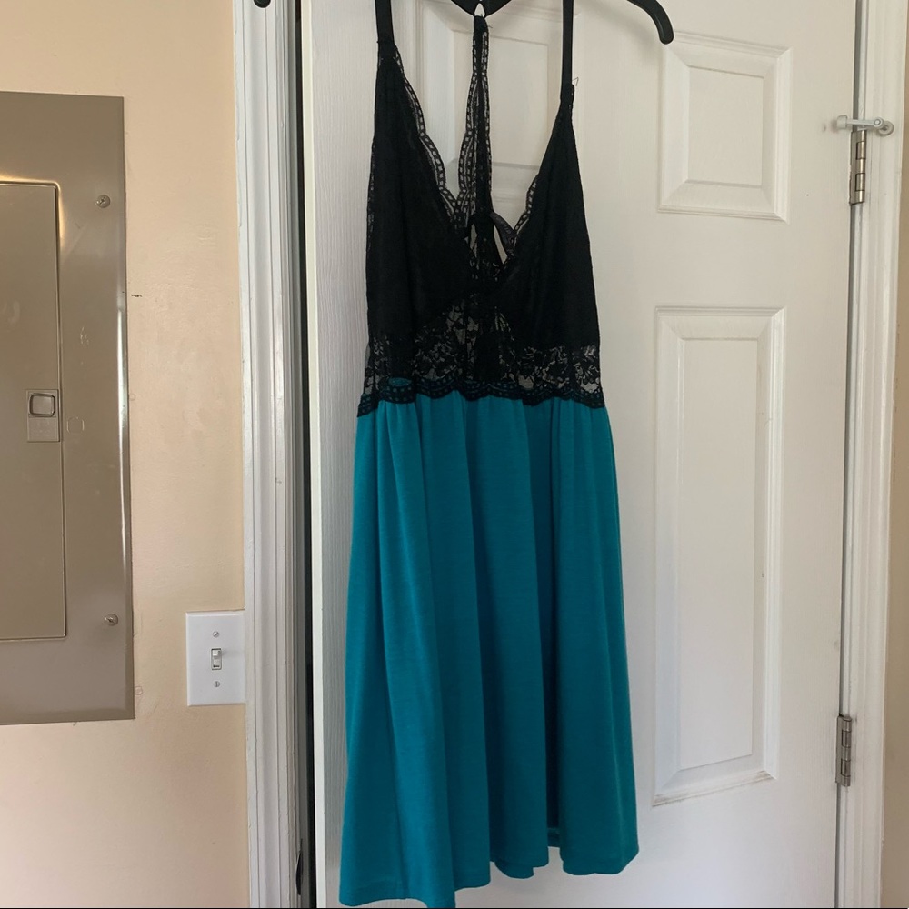 TORRID Teal and Black Lace Sleep Chemise Size 2